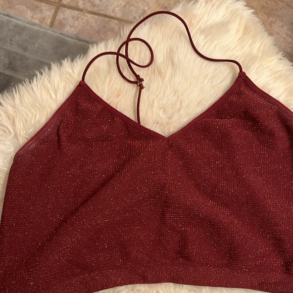 Bralette maroon/brownish with gold glitter size large doubles as undershirt also - Picture 3 of 4